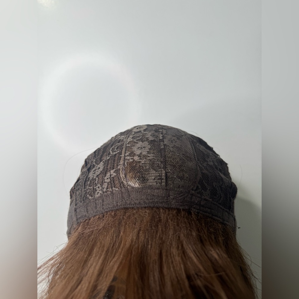 Long Chestnut Brown Synthetic Wig – Natural Brown, Curtain Bangs, Classic wig - Picture 5 of 11